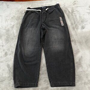 NWT Gap Supersoft Pull On Barrel Leg Black Jeans Women's LARGE 2025